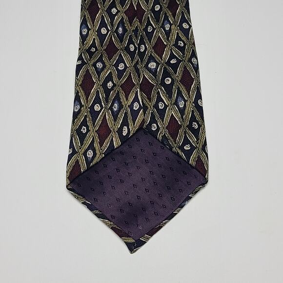 Louis Roth Men's Geometric Silk Tie Purple Navy Burgundy Gold - Picture 3 of 5